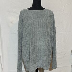 Heart Of The South Grey Oversized Sweater Womens Size Small Chenille Open Back
